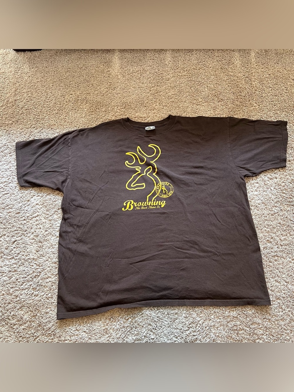 Men’s Browning Knives 3XL 100% Cotton Short Sleeve Tee in Brown with Yellow Logo